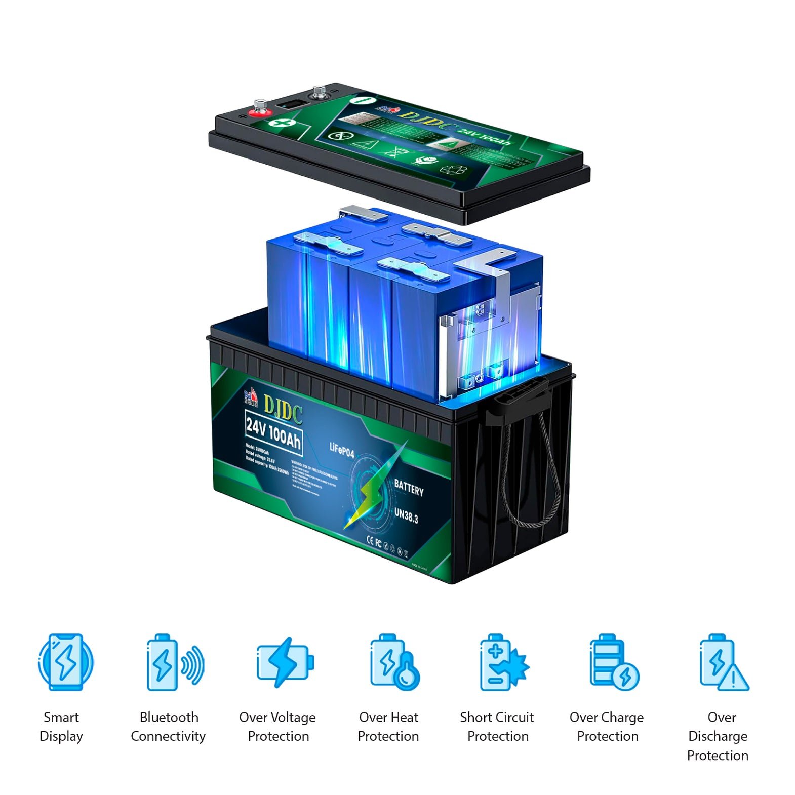 DJDC Dongjin 24V 100Ah Lithium Ion LiFePO4 Deep Cycle battery Without Communication